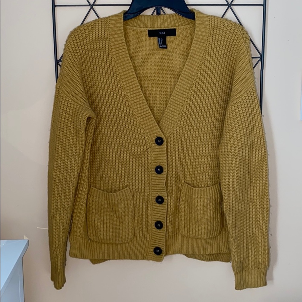 Mustard yellow button cardigan